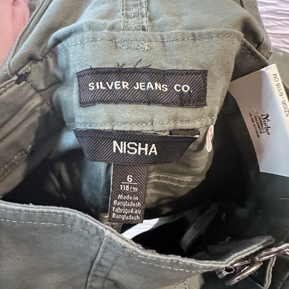 Silver Jeans Co Green Nisha Short Overalls Adjustable Straps Girls 6 NWT - Picture 12 of 12